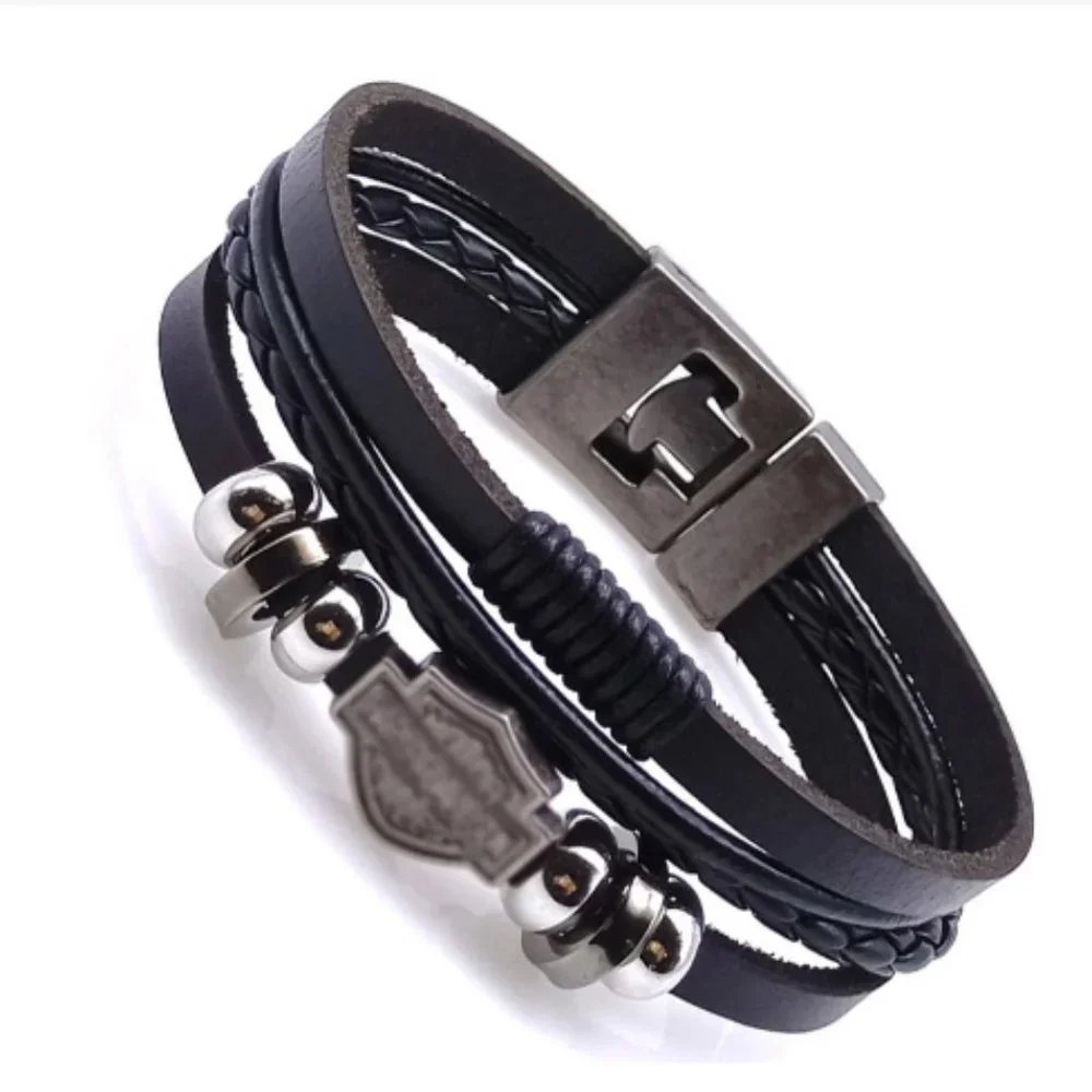 Brand New Harley Davidson HD Leather Wristband Bracelet